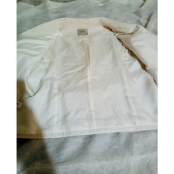 Women's Loft Textured  Cream Color 2 Pocket Inner Lined Blazer Size Large - Picture 9 of 12